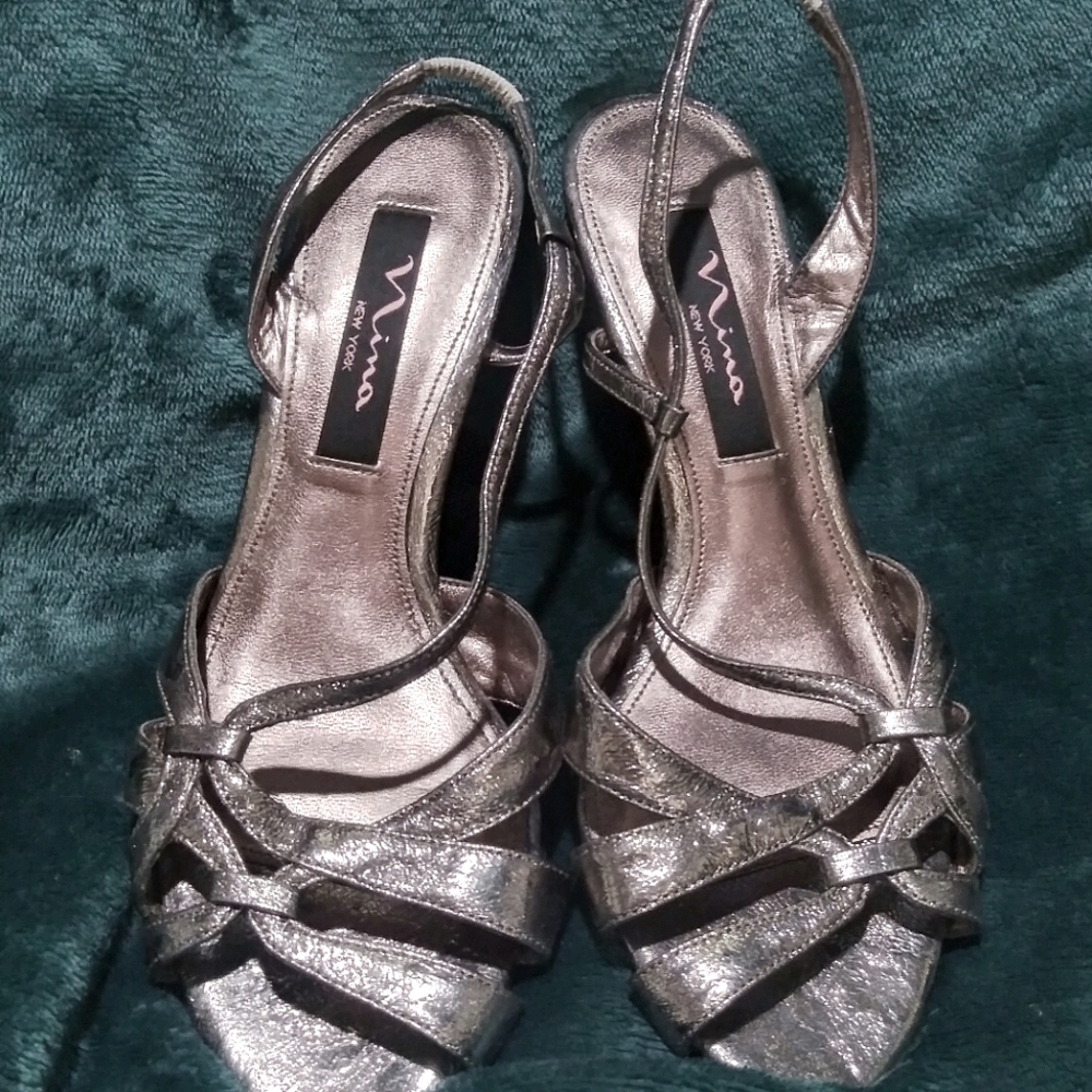 Nina silver slingbacks